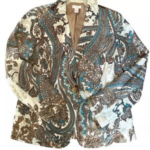 Chicos Paisley Print Blazer Jacket Chicos size 1, Womans size 10